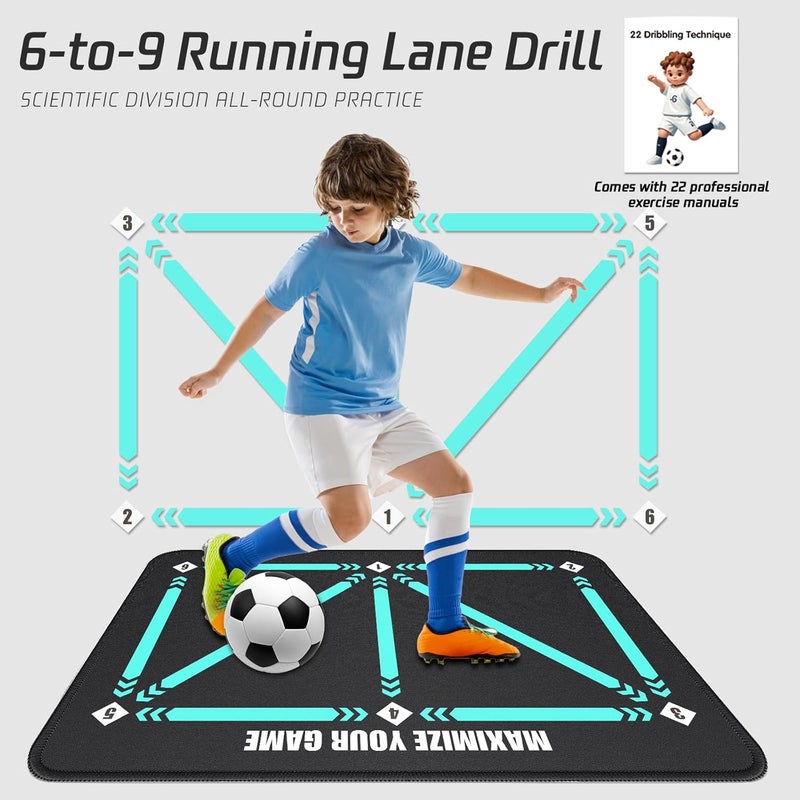 2F22E Soccer Training Mat with Silent Shock Absorption and Non-Slip Base for Footwork Training and Ball Mastery(Belt Version) - Image 2